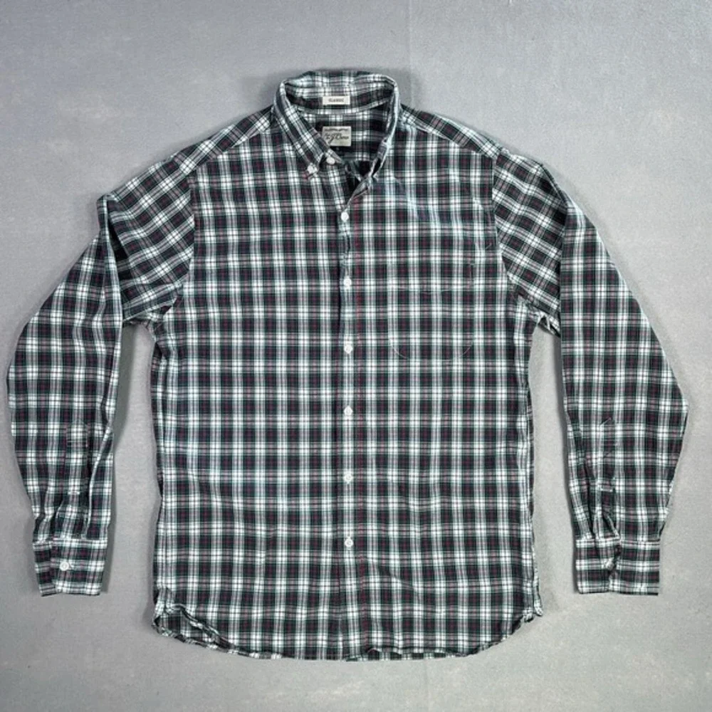 J. Crew Long Sleeve Dress Shirt Men Small‎ Plaid Check Casual Office Business